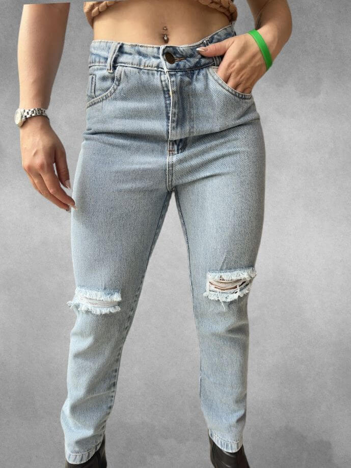 Calça Jeans Mom Marmorizada Paula