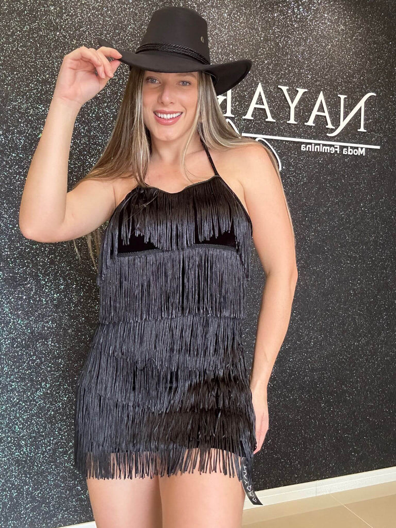 Vestido Franjas Black Farm