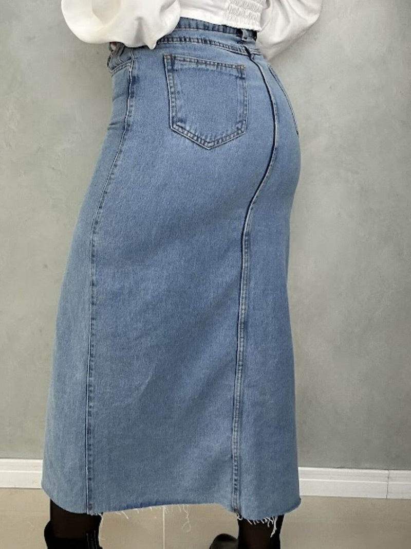 Saia Jeans Midi Fenda