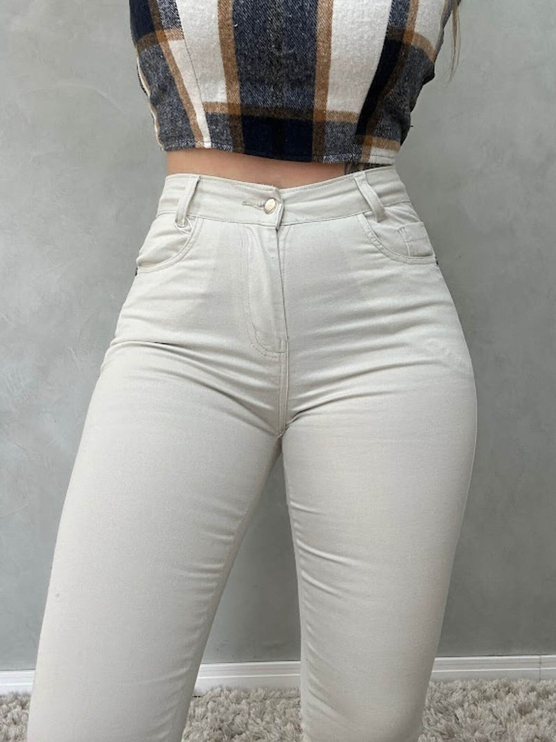 Calça Flare Jeans Nude